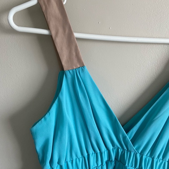 Blue Empire Waist Dress with Lace Detail - Picture 2 of 6